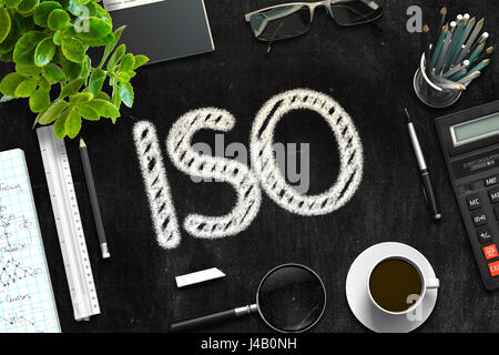 Tableau noir avec l'ISO. Le Rendu 3D. Banque D'Images