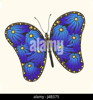 Papillon créatif avec fleurs Illustration de Vecteur