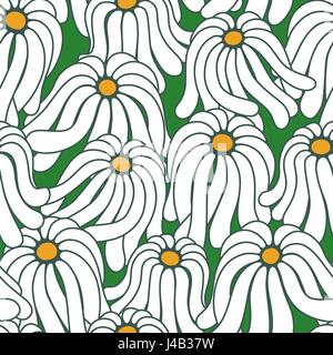 Motif sans couture avec fleurs de camomille Illustration de Vecteur