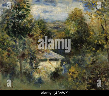 Ce tableau de Pierre-Auguste Renoir, intitulé Louveciennes, représente la campagne française près de Paris. Il est connu pour son style impressionniste et capture la beauté de la France rurale au 19ème siècle. Banque D'Images