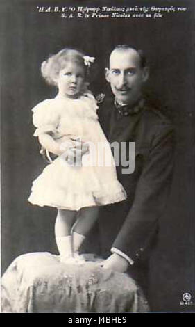 Prince Nicolas de Grèce et de Danemark avec fille Banque D'Images