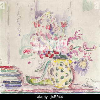« Blumenstillleben » de Paul Signacâ€ fait référence à une peinture de nature morte représentant des fleurs, créée par l'artiste post-impressionniste français Paul Signac. Connu pour son utilisation du pointillisme, les œuvres de Signac affichent souvent des couleurs vives et un pinceau méticuleux. Banque D'Images