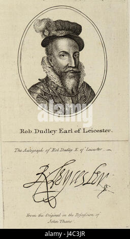Robert Dudley, comte de Leicester (1532-1588), était un éminent noble anglais et un proche confident de la reine Elizabeth I. connu pour son influence politique et son leadership militaire, Dudley a joué un rôle clé dans les affaires judiciaires anglaises. Banque D'Images