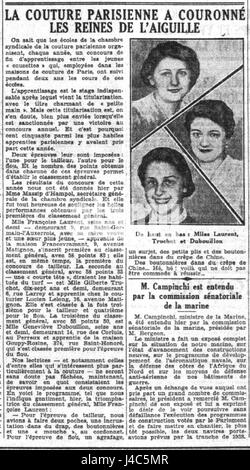 'Reines de l'aiguille' de 1937 est une illustration de la mode française qui capture l'élégance de la mode féminine à l'époque. Il reflète l'influence art déco et la sophistication du design des années 1930. Banque D'Images