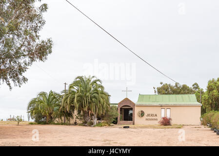 DARLING, AFRIQUE DU SUD - 31 mars 2017 : Les bâtiments de la Mission Jeria près de Darling, une ville dans le domaine de l'Orothamnus zeyheri Province de Western Cape Banque D'Images