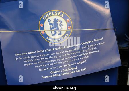 Laisser un message Chelsea FC Chelsea V SUNDERLAND et stade de Stamford Bridge Londres Angleterre 24 Mai 2015 Banque D'Images