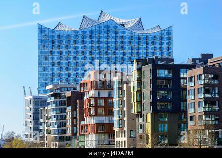 Elbphilharmonie et maisons du quai impérial à Hambourg, Allemagne, Europe, und Elbphilharmonie Haeuser am Kaiserkai à Hamburg, Deutschland, Europa Banque D'Images