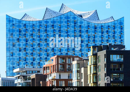 Elbphilharmonie et maisons du quai impérial à Hambourg, Allemagne, Europe, und Elbphilharmonie Haeuser am Kaiserkai à Hamburg, Deutschland, Europa Banque D'Images