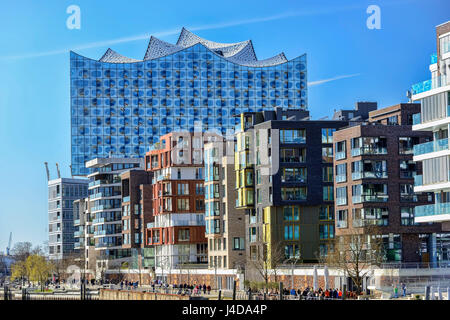 Elbphilharmonie et maisons du quai impérial à Hambourg, Allemagne, Europe, und Elbphilharmonie Haeuser am Kaiserkai à Hamburg, Deutschland, Europa Banque D'Images