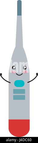 Thermomètre médical caractère kawaii Illustration de Vecteur