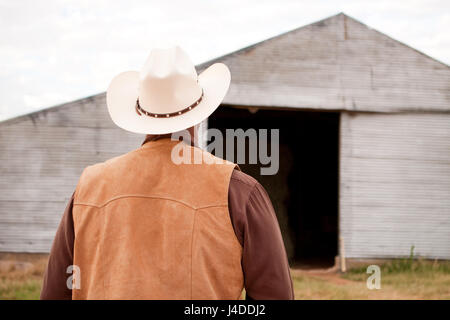 Vue arrière d'un African American cowboy. Banque D'Images