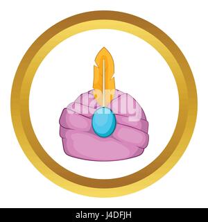 Couvre-chef indien turban avec icône vecteur plume Illustration de Vecteur