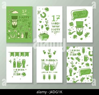 Collection de bannières pour la Saint-Patrick. Design élégant simple en une fine ligne. Flyers peut être utilisé pour la publicité, la partie. Illustration de Vecteur