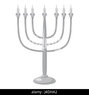 La menorah, icône style monochrome gris Illustration de Vecteur