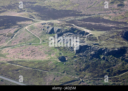 Vue aérienne d'Ilkley Moor, Yorkshire, UK Banque D'Images