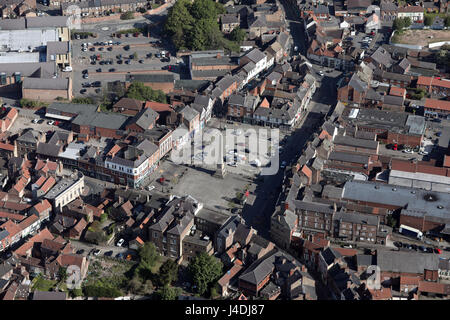 Vue aérienne de la place du marché de Ripon & centre ville, Yorkshire, UK Banque D'Images