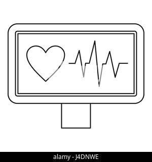 L'icône du moniteur ECG, style contour Illustration de Vecteur