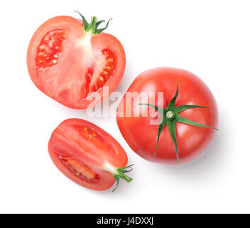 Tomates rose isolé sur fond blanc. Vue d'en haut Banque D'Images