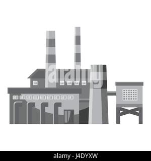 Grande usine de tuyaux, l'icône de style monochrome gris Illustration de Vecteur
