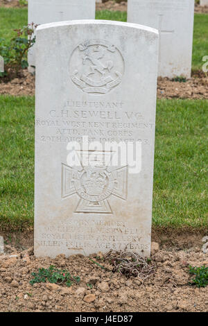 Le cimetière militaire britannique de la colline de Vaulx sur la bataille de la Somme et le nord de la France Banque D'Images