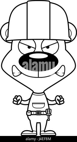 Travailleur de la construction d'un dessin à l'ours en colère. Illustration de Vecteur