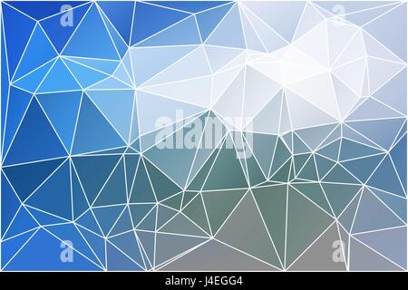 Les tons bleu blanc faible abstrait arrière-plan géométrique en poly avec triangle blanc mesh. Illustration de Vecteur