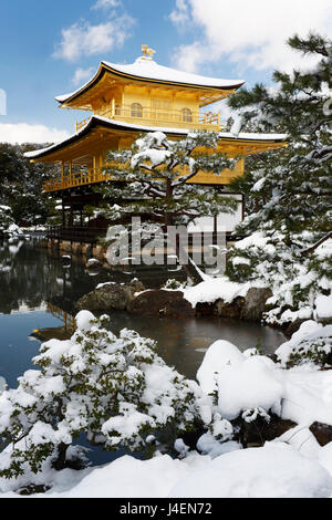 Le pavillon d'or (Kinkaku-ji), site du patrimoine mondial de l'UNESCO, en hiver, Kyoto, Japon, Asie Banque D'Images