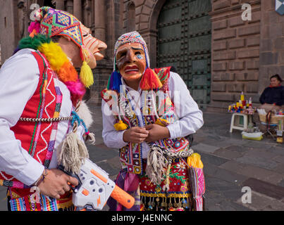 Peuple Quechua autochtones célèbrent le jour de San Jeronimo, le saint patron de la ville, district de San Jerónimo, Cusco, Pérou Banque D'Images