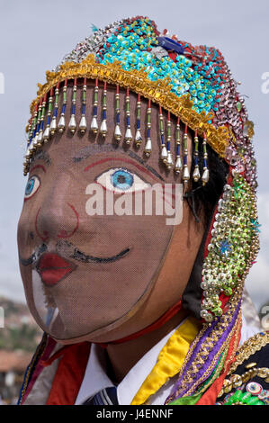 Peuple Quechua autochtones célèbrent le jour de San Jeronimo, le saint patron de la ville, district de San Jerónimo, Cusco, Pérou Banque D'Images