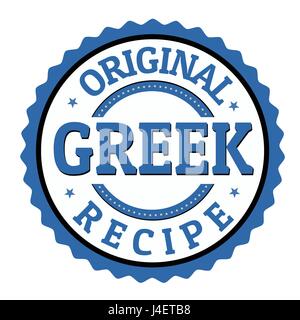 Recette grecque originale étiquette ou autocollant sur fond blanc, vector illustration Illustration de Vecteur