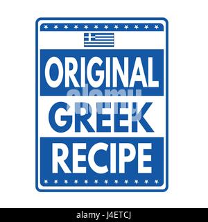 Recette grec original signe ou marque sur fond blanc, vector illustration Illustration de Vecteur