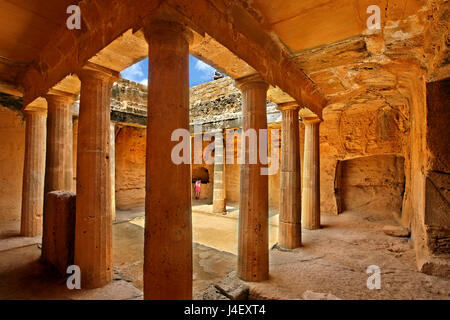 L'intérieur tombe 3, Tombeaux des Rois (Site du patrimoine mondial de l'UNESCO), Paphos, Chypre. La ville de Paphos est une des 2 Capitales européennes de la culture pour 2017 Banque D'Images
