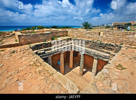 Tombe 3, Tombeaux des Rois (Site du patrimoine mondial de l'UNESCO), Paphos, Chypre. La ville de Paphos est une des 2 Capitales européennes de la culture pour 2017 Banque D'Images