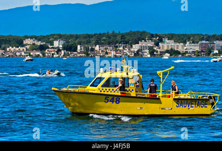 Vedette de la Belotte-Bellerive Suisse association garde-côtes sur le lac de Genève, Genève, Suisse Banque D'Images