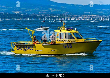 Vedette de la Belotte-Bellerive Suisse association garde-côtes sur le lac de Genève, Genève, Suisse Banque D'Images