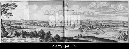 Scheppenstett, tel que représenté par Merian, fait probablement référence à une gravure ou une œuvre artistique de l'artiste suisse du XVIIe siècle, montrant un paysage ou une caractéristique naturelle. Merian était connu pour ses illustrations détaillées de la nature. Banque D'Images