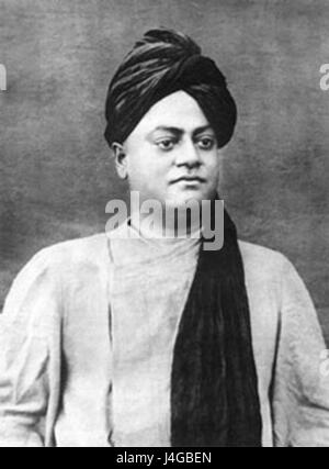 Un portrait de Swami Vivekananda de 1897, montrant le moine et philosophe indien éminent, célèbre pour ses enseignements spirituels et son rôle dans l'introduction de la philosophie indienne en Occident. Banque D'Images