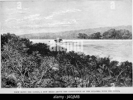 Stanley Fondation de l'Etat libre du Congo 192 Vue vers le bas le Congo à quelques milles au-dessus de la confluence de l'Lubamba avec le Congo Banque D'Images