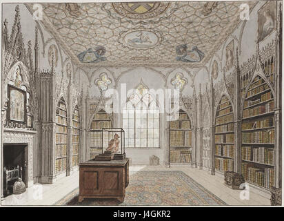 La bibliothèque Strawberry Hill fait partie d'un bâtiment historique situé à Twickenham, à Londres. La bibliothèque, située dans la Strawberry Hill House, est connue pour sa collection de livres et son rôle dans la préservation de l'histoire de la région. Banque D'Images