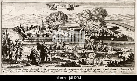 'St Iob' est une œuvre de Jacob Peeters, créée en 1686, mettant en valeur le style de l'artiste à la fin du XVIIe siècle. Cette pièce représente probablement des sujets religieux ou historiques, caractéristiques des tendances artistiques de l'époque. Banque D'Images