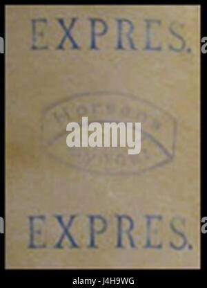 Le titre fait référence à un timbre représentant le Horsens Expres, un train historique ou service express au Danemark. Le timbre commémore probablement l'importance du système ferroviaire dans l'histoire des transports au Danemark. Banque D'Images