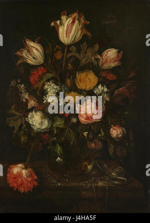 'Stilleven met Bloemen' est une peinture de nature morte représentant des fleurs, logée dans le Rijksmuseum. Il représente l'art hollandais et le genre de nature morte du XVIIe siècle, mettant l'accent sur la composition florale. Banque D'Images