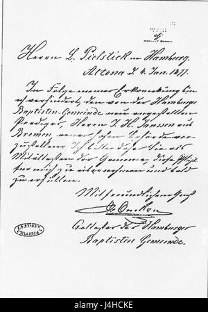 Ce titre fait référence à une lettre ou à une correspondance écrite par Onckens à Pielstick. Il contient probablement du contenu historique ou personnel lié aux personnes impliquées, ce qui peut donner un aperçu de leur vie ou de leur travail. Banque D'Images