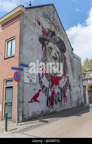 Par l'artiste Zenk Un Nas (Robin), une partie de la galerie des murs aveugles en projet Breda, Pays-Bas Banque D'Images