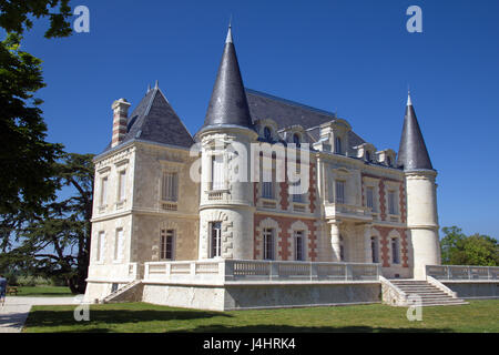 Le 19ème siècle château de Château Lamothe-Bergeron vignoble, à Cussac dans le Haut Médoc vin de Bordeaux, France Banque D'Images