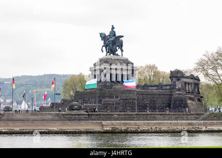 Deutsches Eck (coin allemand) à Coblence Coblence-, Rhénanie-Palatinat, Rheinland Pfalz, Allemagne, Europe, UNION EUROPÉENNE Banque D'Images