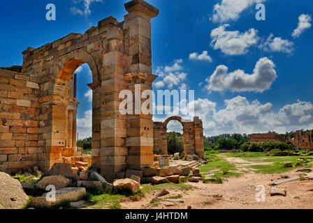Libye Tripoli Leptis Magna site archéologique romain classé au Patrimoine Mondial de l'Unesco Banque D'Images