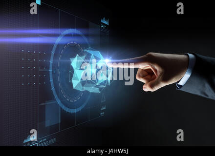 Homme de main doigt de projections virtuelles Banque D'Images