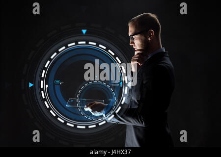 Businessman with tablet pc transparent Banque D'Images