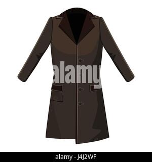 Manteau d'hiver marron, icône de style cartoon Illustration de Vecteur